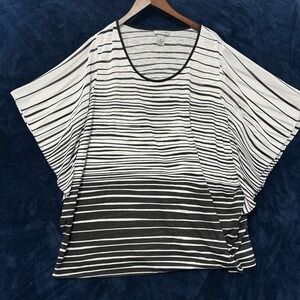 Catherines Womens Flutter Sleeve Top Size 2X Striped Relaxed Casual Comfort